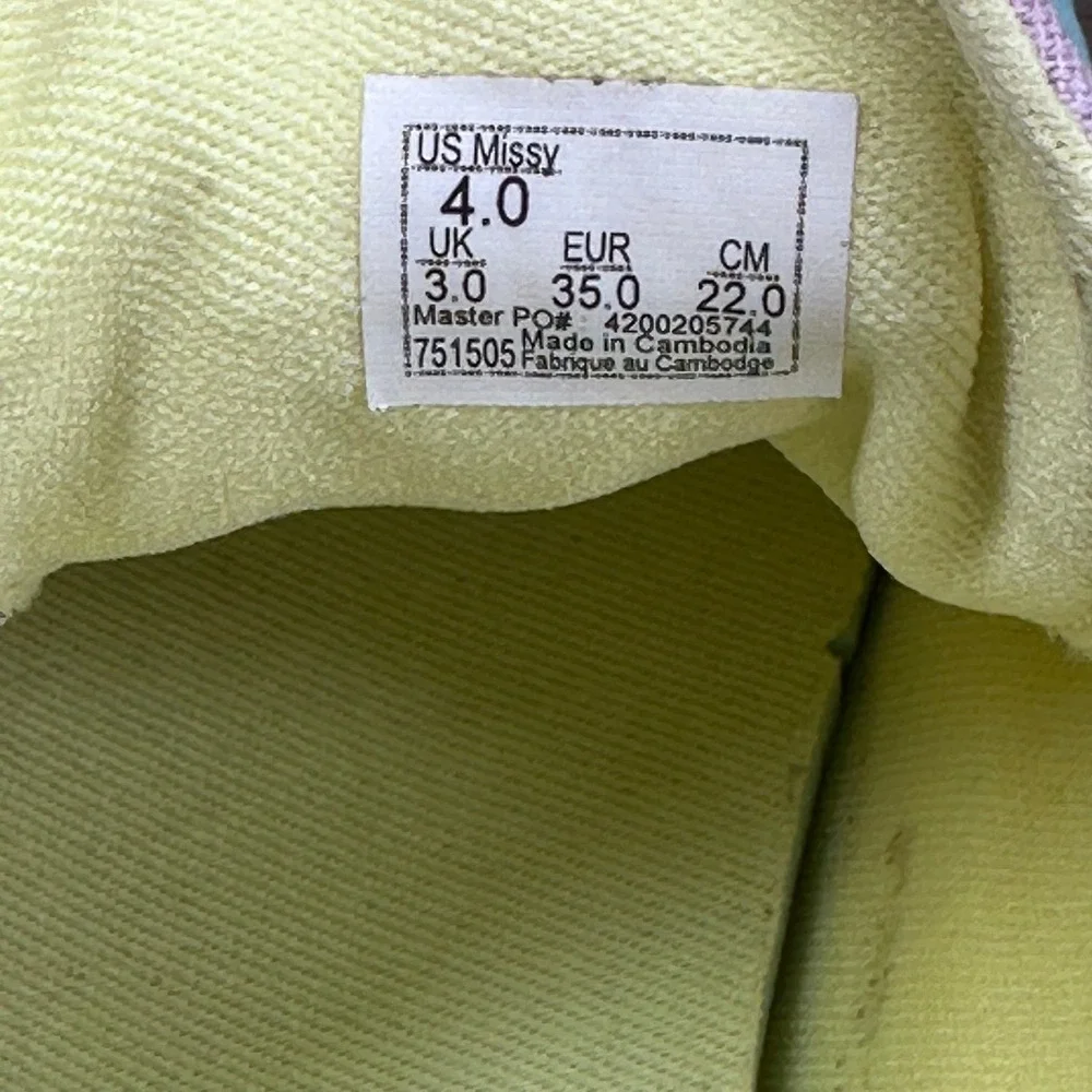 Vans~Girl's~Ward Low Colorblock Teal/Yellow/Pink Canvas Sneakers~Size 4